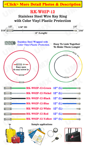 solacol Stainless Steel Key Ring Color Coated Wire Rope Keychain Key Ring  Stainless Steel Keychain Rubber Coated Wire Ring Wire Lock Buckle Key Rings  for Car Keys 