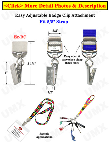 Metal Lanyard Badge Clip Adaptors: Ez-Adjustable Lanyard Strap Connectors+Name Badge Clips