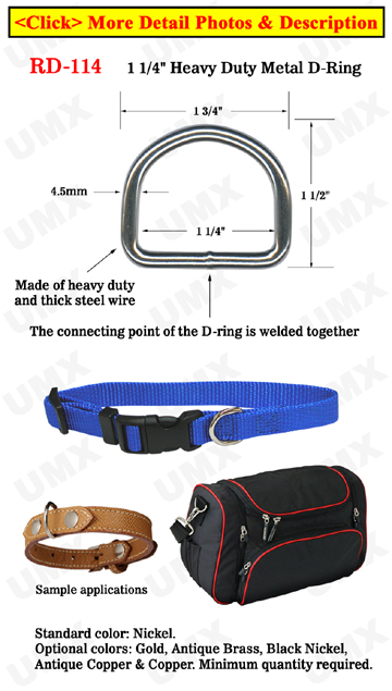 1 1/4" Pet Collar D-Rings : For Pets, Dogs,  Backpack, Bags, Belts & Straps Making Hardware