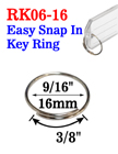 9/16" (16mm) Easy Snap-in Metal Key Rings