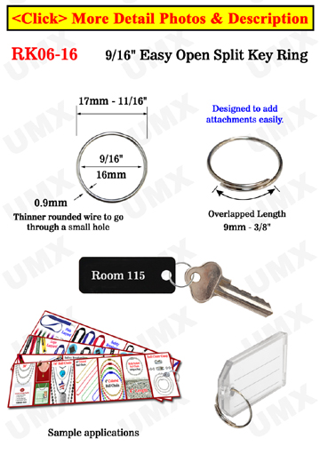9/16", 16mm Easy Attach Key Rings: For Small and Light Weight Attachments