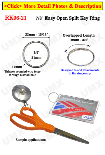 7/8, 21mm Easy Split Key Rings: Designed To Add Attachment Easily 
