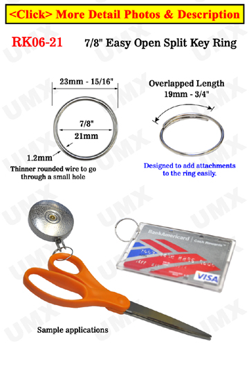 7/8", 21mm Easy Split Key Rings: Designed To Add Attachment Easily