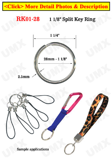 1 1/8",  28 mm Heavy Duty Keyrings: Factory Direct Economic Pricing
