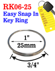 1", 25mm Popular Size Easy Open Metal Key Rings