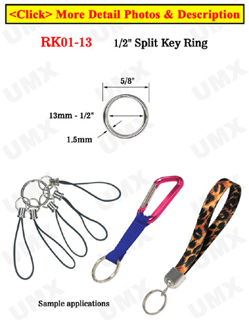 Small Key Rings: 1/2 Small Size Nickel Color Split Rings