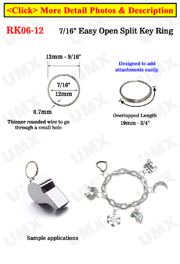 rk06-12, 7/8", 21mm Easy Split Key Rings: Designed To Add Attachment Easily