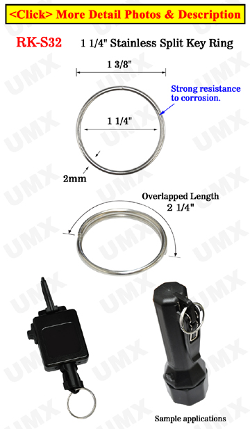 1 1/4" Stainless Split Keyring: Made of Anti-Rust Stailess Steel Metal