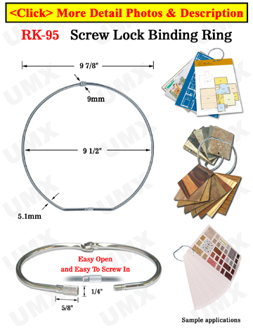 9.5" Extra Large Loose Leaf Binding Rings - Heavy Duty Threaded Screw Binders