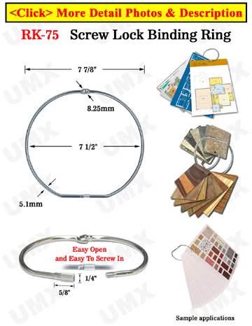 7.5" Large Size Secure Lock Binder Rings - Threaded Screw Lock Binders