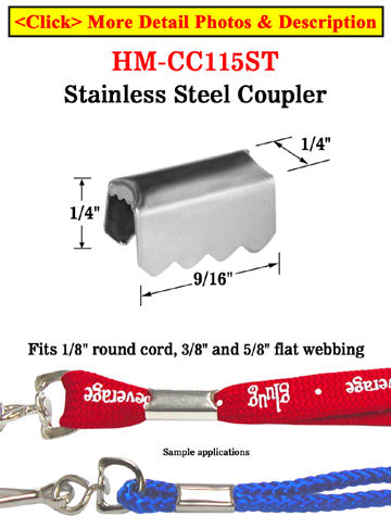 Stainless Steel Couplers: Clamping Fasteners For Craft Cords or Straps