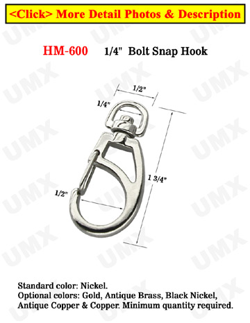 Small Round Eye Swivel Hooks: For Small Round Cords or Flat Straps