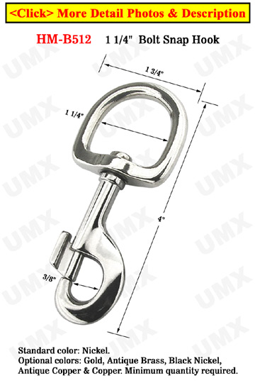 1 1/4 Large Finger Knob Heavy Duty Snap Hooks: For Round or Flat Rope 