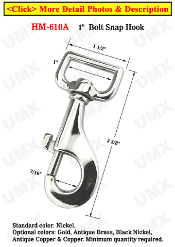 1 Large Swivel Heavy Load Bolt Snap Hooks: For Flat Rope 