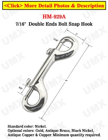 4" Two End Rigid Bolt Snaps: Heavy Duty Non-Swivel Metal Snap Hooks