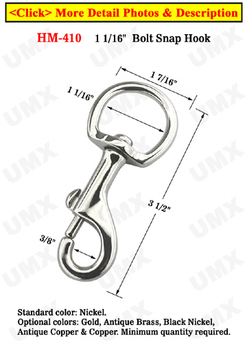 1 1/16" Large Round Rope Head Bolt Hooks: For Round and Flat Rope 