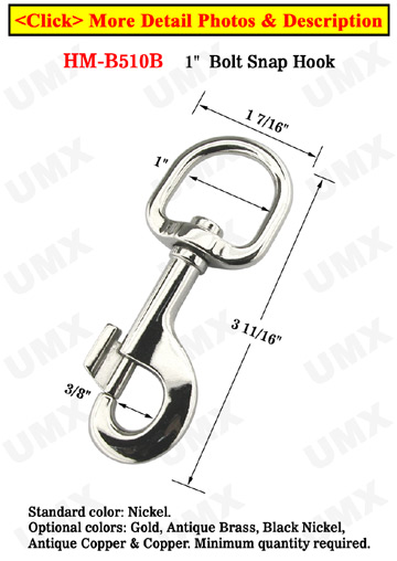 1 Wide-D Big Slide Finger Knob Bolt Snap Hooks: For Round and Flat Rope 