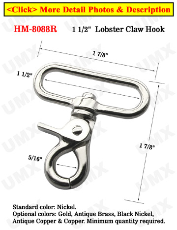 1 1/2" Big Flat Strap Lobster Clip Hooks: For Flat Rope