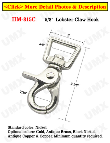 Popular Square Head Lobster Clip Hooks: For Flat Rope 