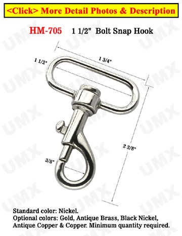 1 1/2" Wide D-Shaped Swivel Bolt Snaps: For Flat Straps