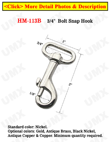 3/4" Straigt-Sided Oval Bolt Snaps: For Flat Straps 