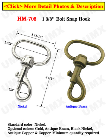 5/8 Large Square Swivel Bolt Snap Hooks: For Round Cords and Flat