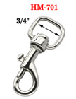 3/4" Square-Head Low Profile Bolt Snap Hooks: For Flat Straps 