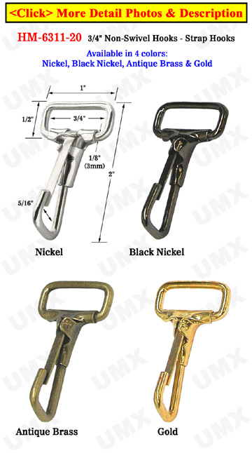 Non-Swivel Metal Wire Loop Spring Hooks: For 3/4" Straps 