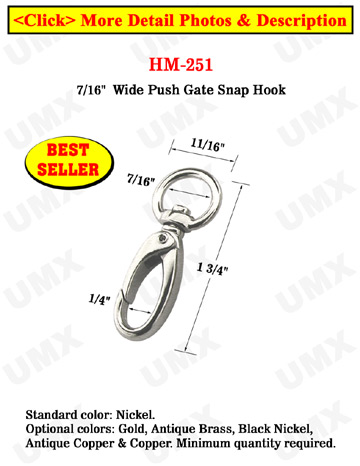 7/16 Small Push Gate Snap Hooks For Round Rope 