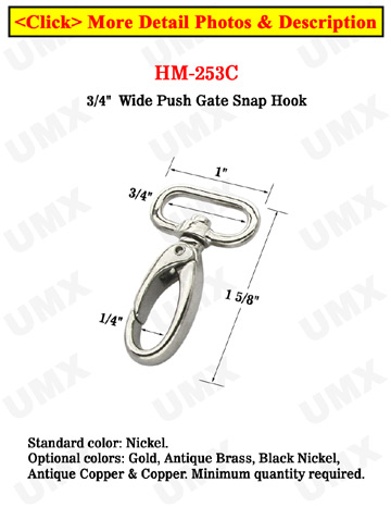 3/4" Small Wide Gate Snap Hooks For Flat Straps