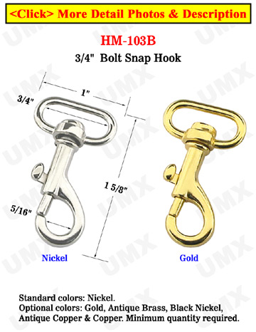 3/4" Easy Match Bolt Snaps: For Flat Straps