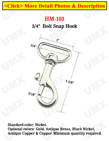 3/4" Flat Strap Small Bolt Snaps