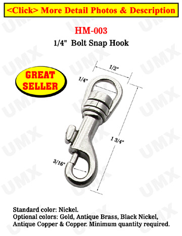 1/4" Heavy Duty Bolt Snaps: For Round Cords
