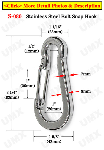 SNAP HOOK - STAINLESS STEEL - 3/16