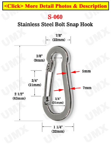 Stainless Steel Bolt Snap Hooks: 2 1/2"