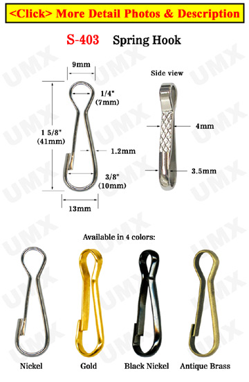 Small Order: Steel Spring Hooks: 1 5/8 