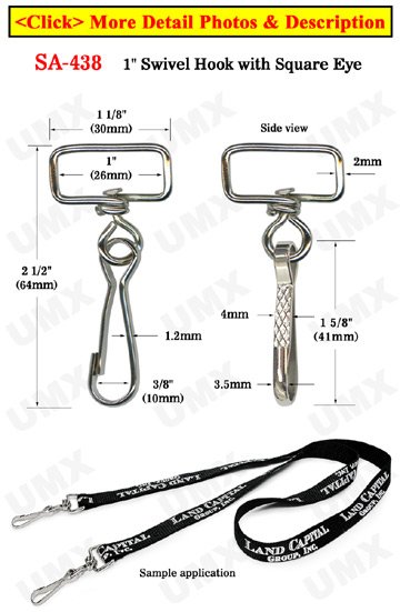 Large Swivel Hooks: For 1" Wide Straps