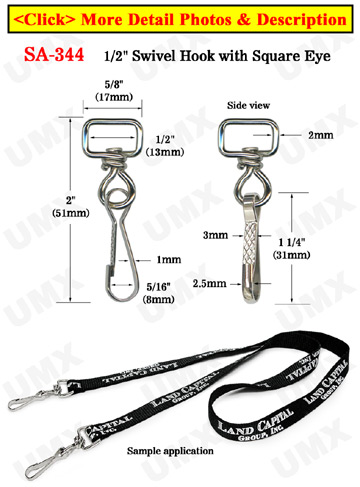 Square Eye Swivel Hooks: For 1/2" Straps