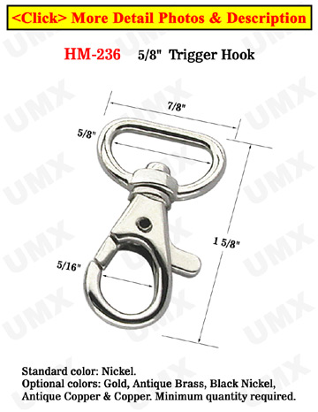 5/8 Flat Strap Trigger Snap Hooks 