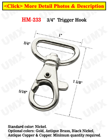 3/4" Popular Flat Strap Trigger Hooks: For Dog Leashes, Lanyards or Bag Straps