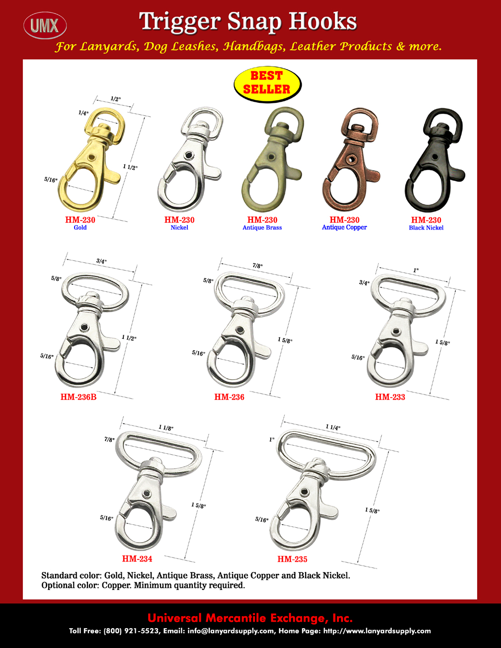 Overall View: Helpful Photo For 1/4" Best Seller Trigger Snap Hooks: For Keychains and Craft Making Buyer