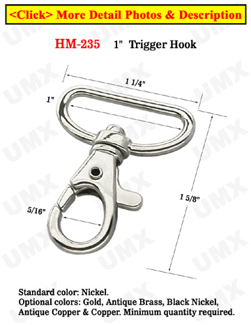 1 Wide Strap Trigger Snap Hooks: For Leashes or Bag Straps 