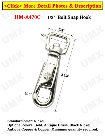 1/2" Square Swivel Finger Slider Bolt Snap Hooks: For Flat Rope