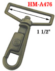 1 1/2" Nickel & Antique Brass Bolt Snap Hooks With Finger Tip Sleeve For Flat Rope HM-A476/Per-Piece