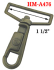 1 1/2" Nickel & Antique Brass Bolt Snap Hooks With Finger Tip Sleeve For Flat Rope