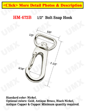 1/2" Flat Strap Spring Wire Gate Snap Hooks: For Flat Cords