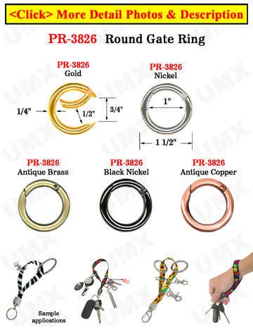 Metal Key Rings: 1" Steel Keyrings: Gold, Antique Brass, Copper, Nickel and Black Nickel