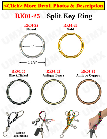 Metal Key Rings: 1 Steel Keyrings: Gold, Antique Brass, Copper, Nickel and  Black Nickel 