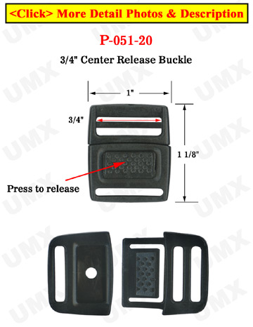 3/4" Easy Center Release Plastic Buckles: For Pet Collars or Vest Locks