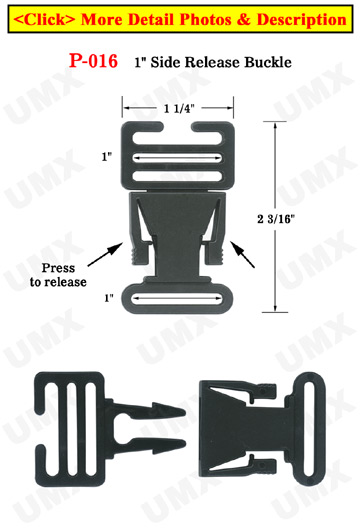 1" Ladder Lock Side Release Plastic Buckles: For Adjustable Length Fastening Straps